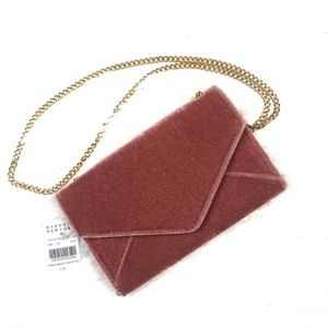 Barneys New York Velvet Hannah Crossbody Wallet Clutch Purse Blush Pink